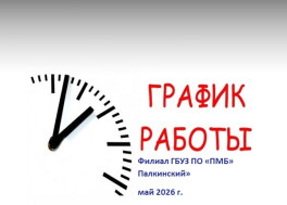 График работы филиала ГБУЗ ПО «ПМБ» Палкинский»  май 2026 г.